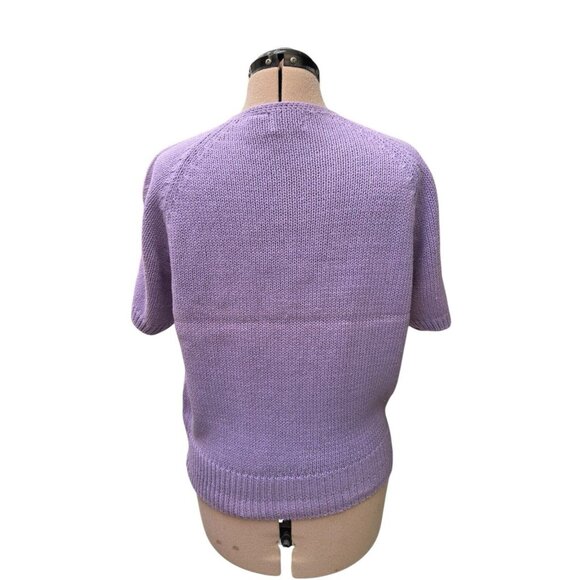 Vintage 1980s Club Classic Short Sleeved Sweater Lilac Size M - Picture 2 of 9
